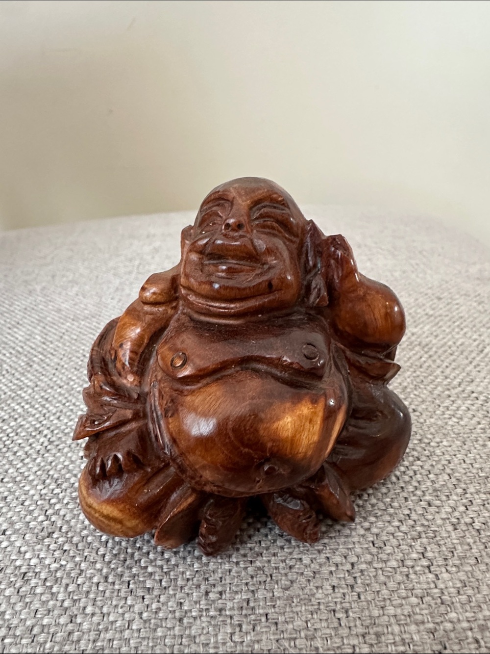 Vintage Hand Carved Wooden Buddha